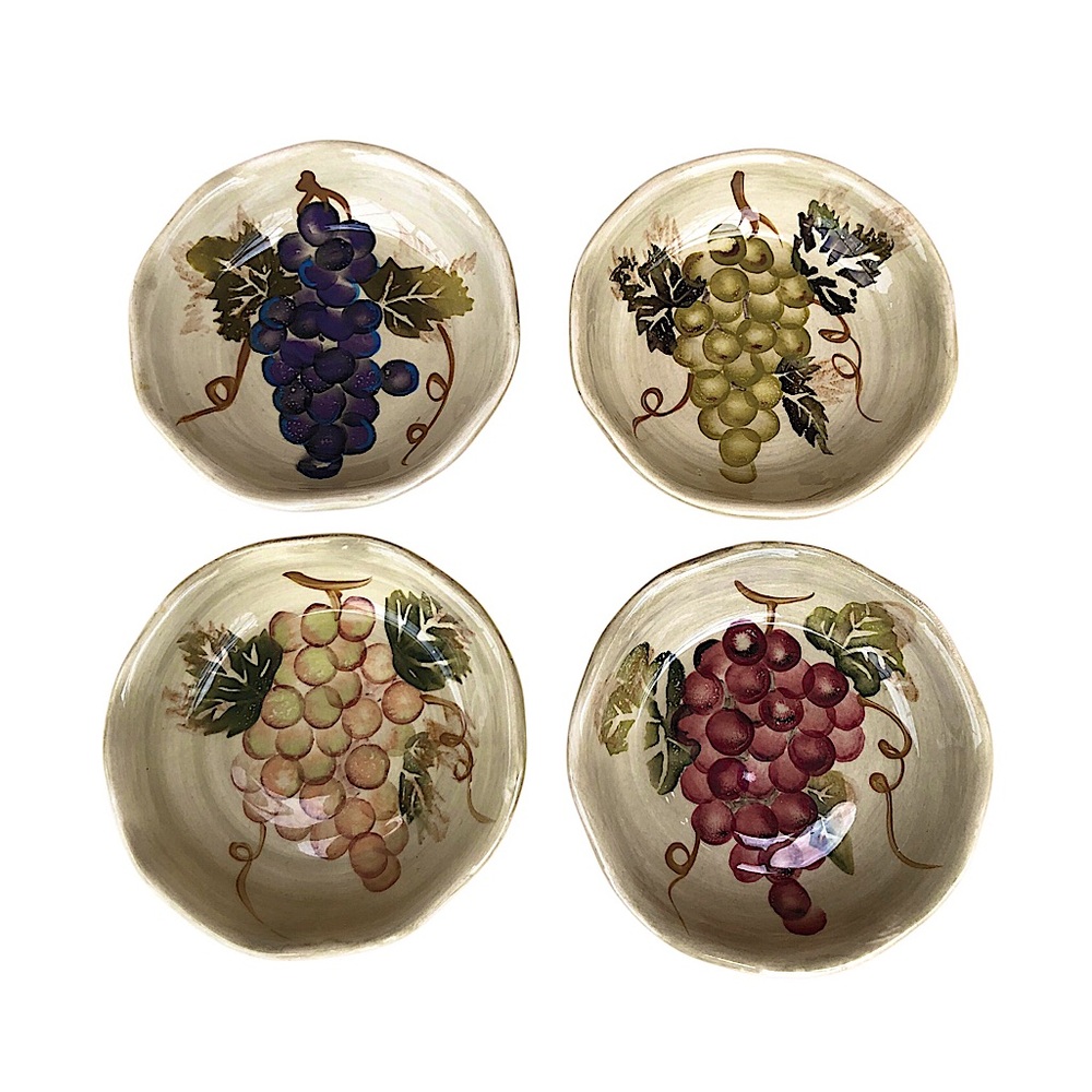 Cabernet 4  Discontinued Hand Painted Semi Scallop, Rippled Ceramic  Dip Dish